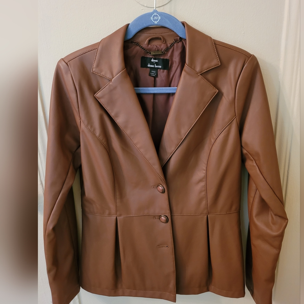 Dennis by Dennis Basso Faux Leather Tan Jacket
